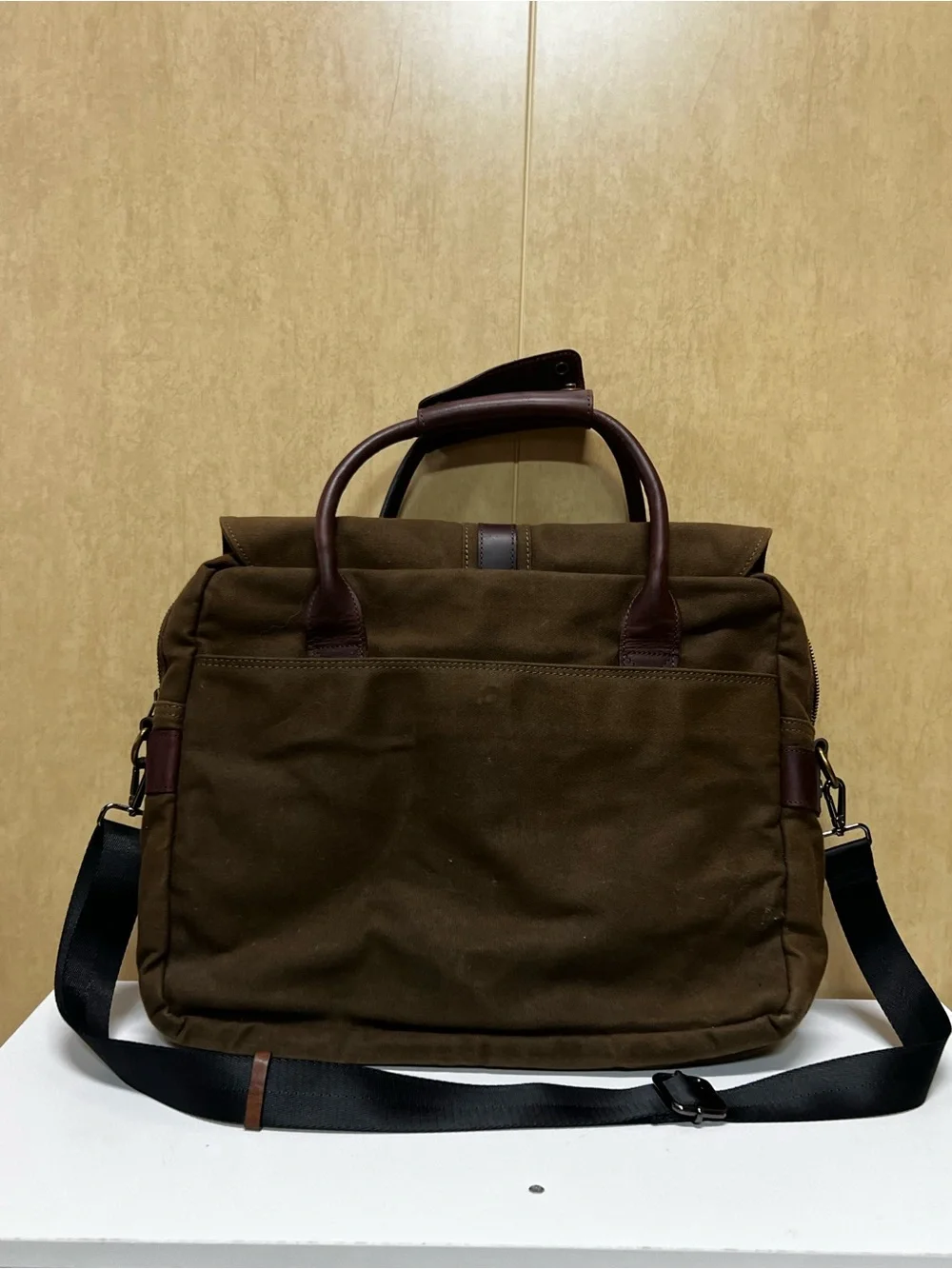 Vintage Racing Green British brown Briefcase messenger bag